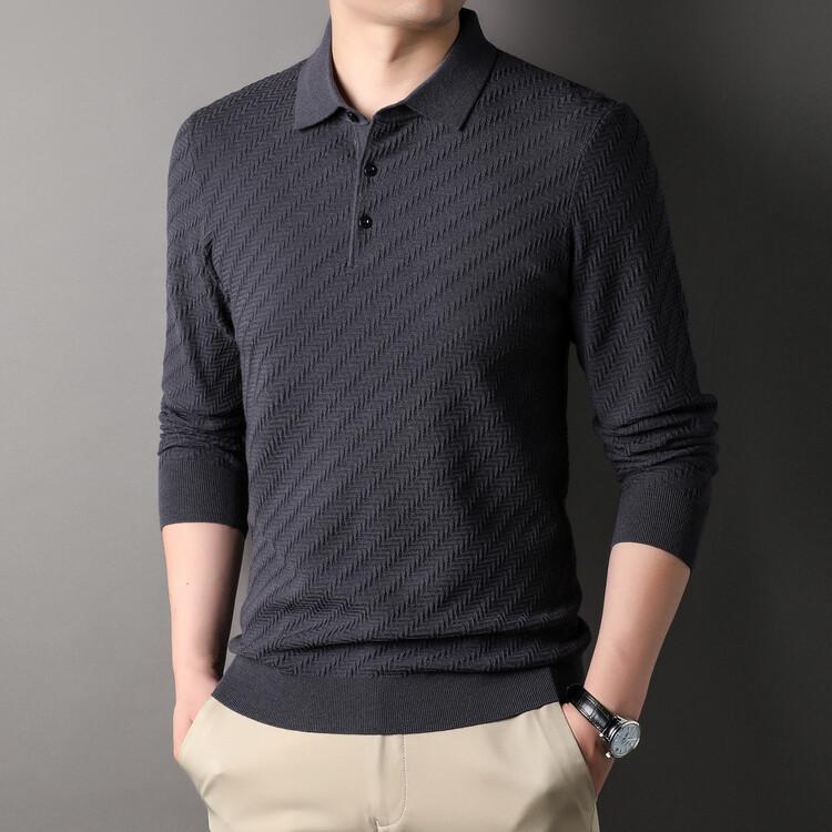 Autumn and Winter Cardigan Men's Business Casual Lapel Long Sleeve Polo Men's Cardigan 6 Wool Sweater Sweater