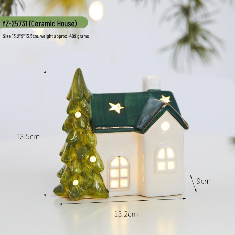 Glowing Ceramic Snow House Christmas Window Display Ornament