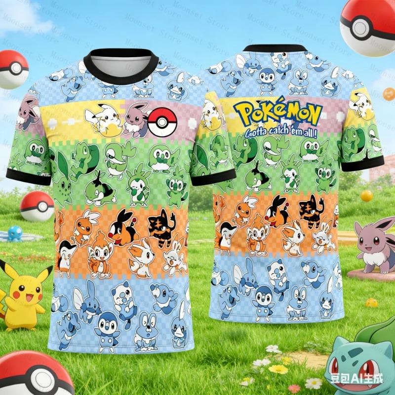 

2026 Pikachu Graphic T-shirt Men s Football Tshirt Spring Sports Dry Quickly Men s T-Shirt Kid s Clothing Tee Y2k Woman t-shirts XXS