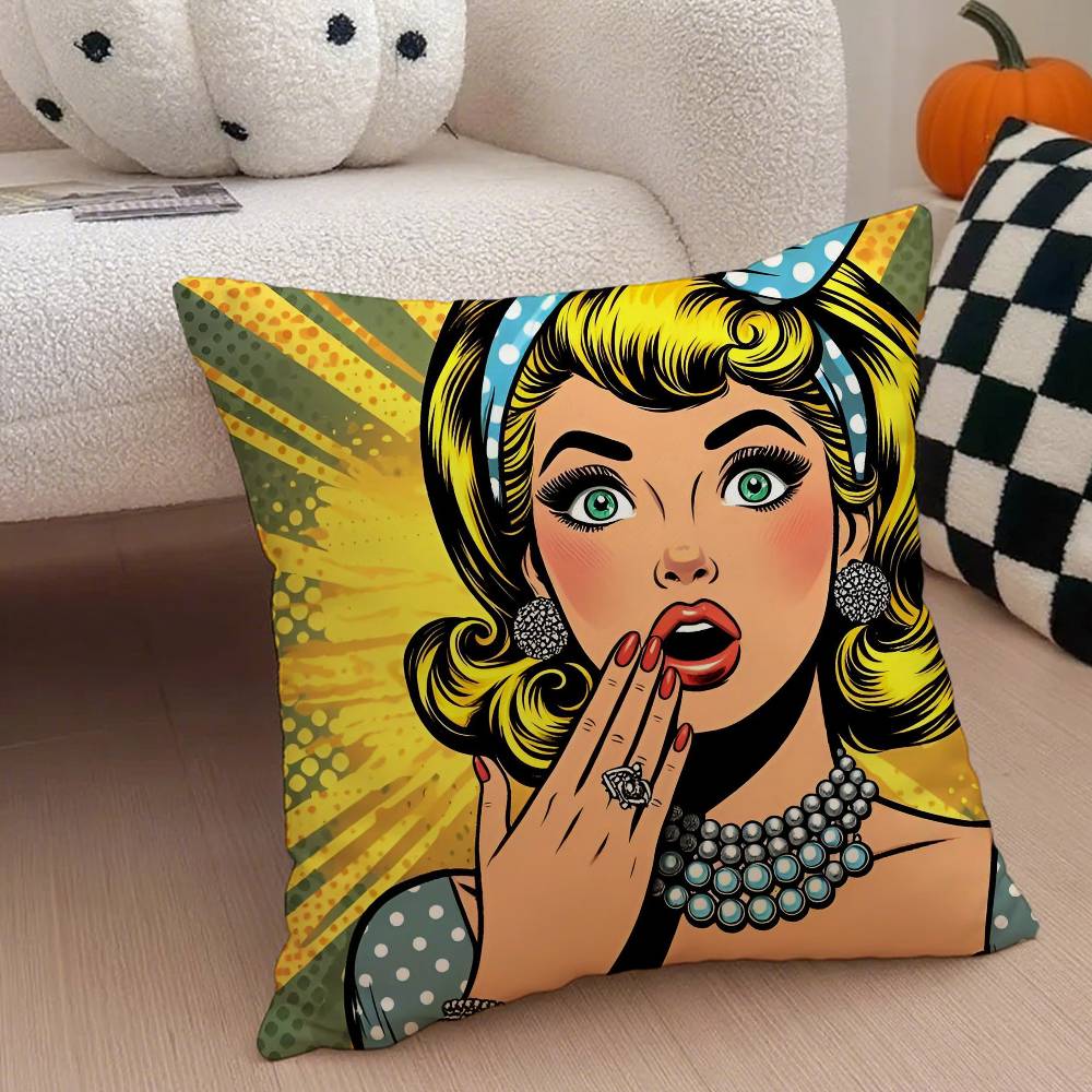 Anime P-Pop Ant Sexy Girls Pillow Case Anti-Dustmite Pillowcase Invisible Zipper Silky Short Plush Sofa Cushion Cover