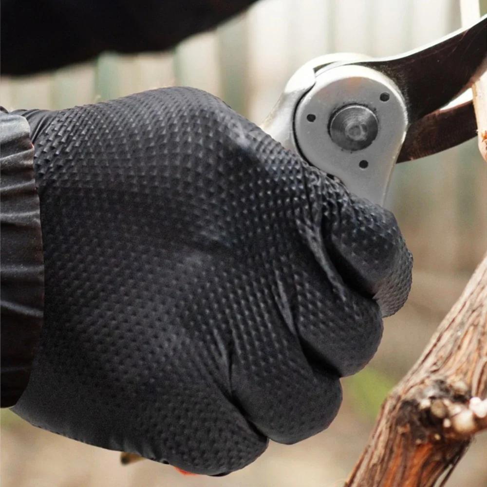 Vysoko odolné oranžové nitrilové rukavice Priemyselné jednorazové rukavice s diamantovou textúrou úchopu pre mechanickú bezpečnosť a pracovné rukavice