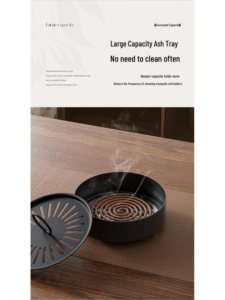 Creative Anti-Scald Mosquito Coil Holder with Lid - Wrought Iron Ash-Free Sandalwood Storage