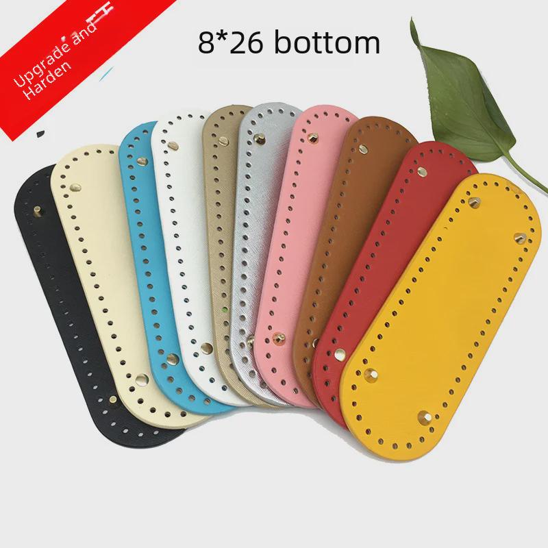 "Geantă Croșetată 8x26": Poșetă Ovală din Lână Lucrată Manual cu Placă de Fund din Piele"