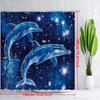 1 Stück Magischer Blauer Delfin Duschvorhang - Ätherische Meereskulisse mit Sternen & Glitzer, Verspielter Fantasy-Stil Polyestergewebe