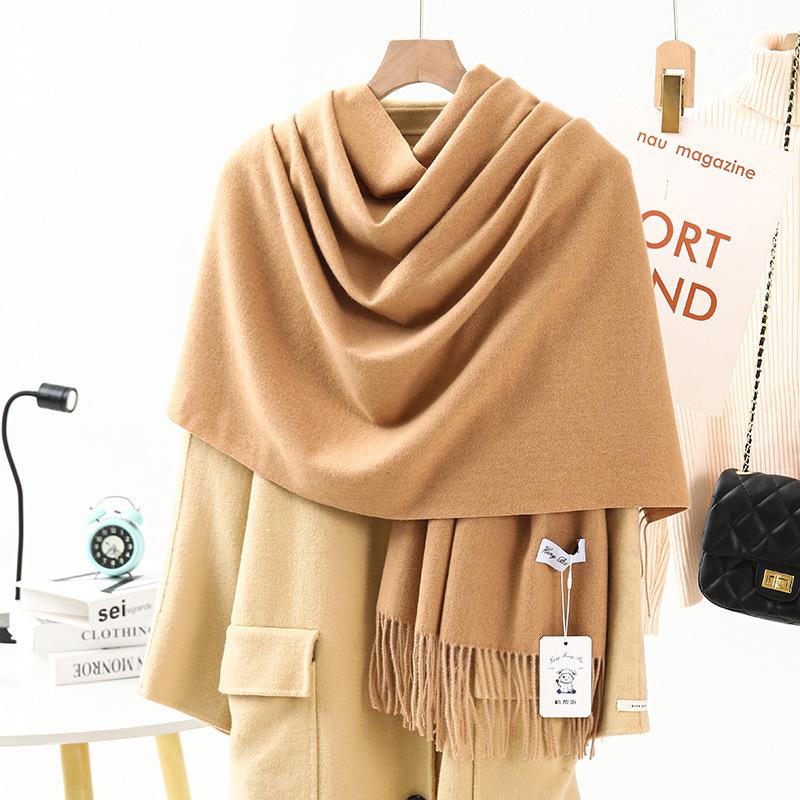 White Cashmere Scarf: Thickened, Solid Color, Versatile for Women & Men, Perfect for Autumn & Winter