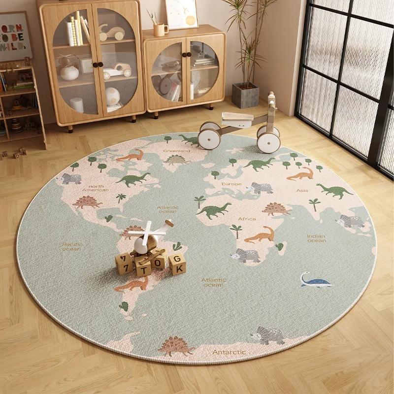 

Round Carpet Children Play Games Carpet World Map Pattern Living Room Rug Bedroom Anti Slip Anti Dirty Foot Mat Home Decoration 40x40cm