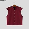 INCERUN Men Summer Sleeveless Buttons Casual Fitted Short Tank Tops Waistcoat