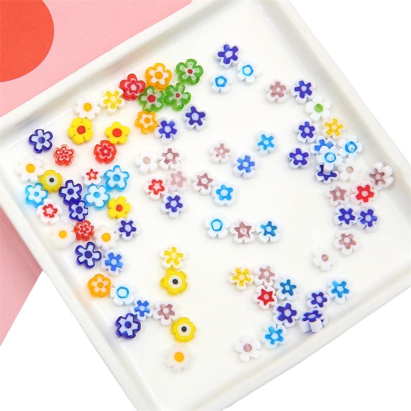 10 Stück 6mm Handgemachte Lampwork Glasanhänger Blumenperlen für DIY Halskette Armband Ohrring Schmuck Basteln