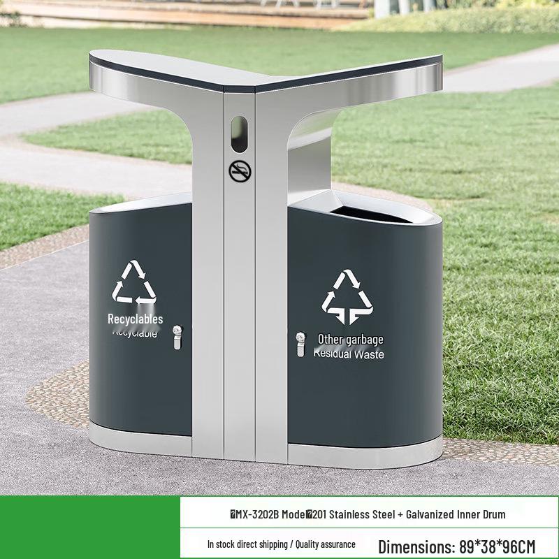 JPHZNB Outdoor Stainless Steel Trash Can