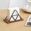 1pc Solid Wood Triangular Tissue Holder Stainless Steel Napkin Holder Desktop Tissue Base Restaurant Table Tissue Storage Rack