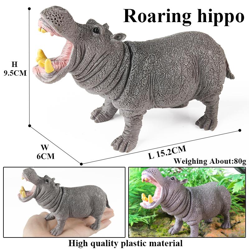 Oenux Wild Animal Lion Tiger Bear Wolf Rhinoceros Cheetah Antelope Hippo Elephant Zebra Model Action Figures Kids Toy Cute Gift