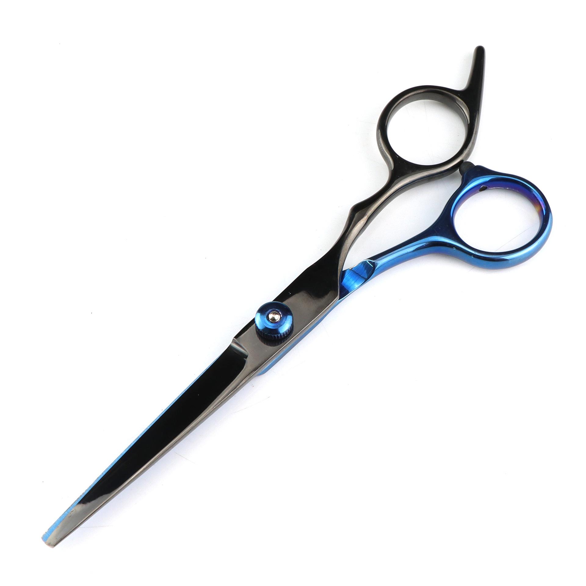 6.0 Inch Black/Blue Electroplated Hair Scissors – Straight & Thinning Barber Scissors