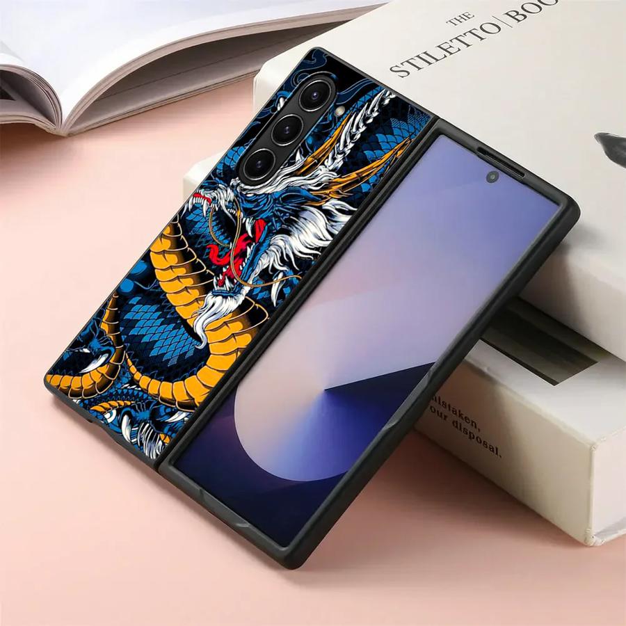 Dragon Pattern Case for Samsung Galaxy ZFold3 Z Fold 7 6 5 4 3 ZFold7 ZFold4 ZFold6 ZFold5 Back Phone Cover