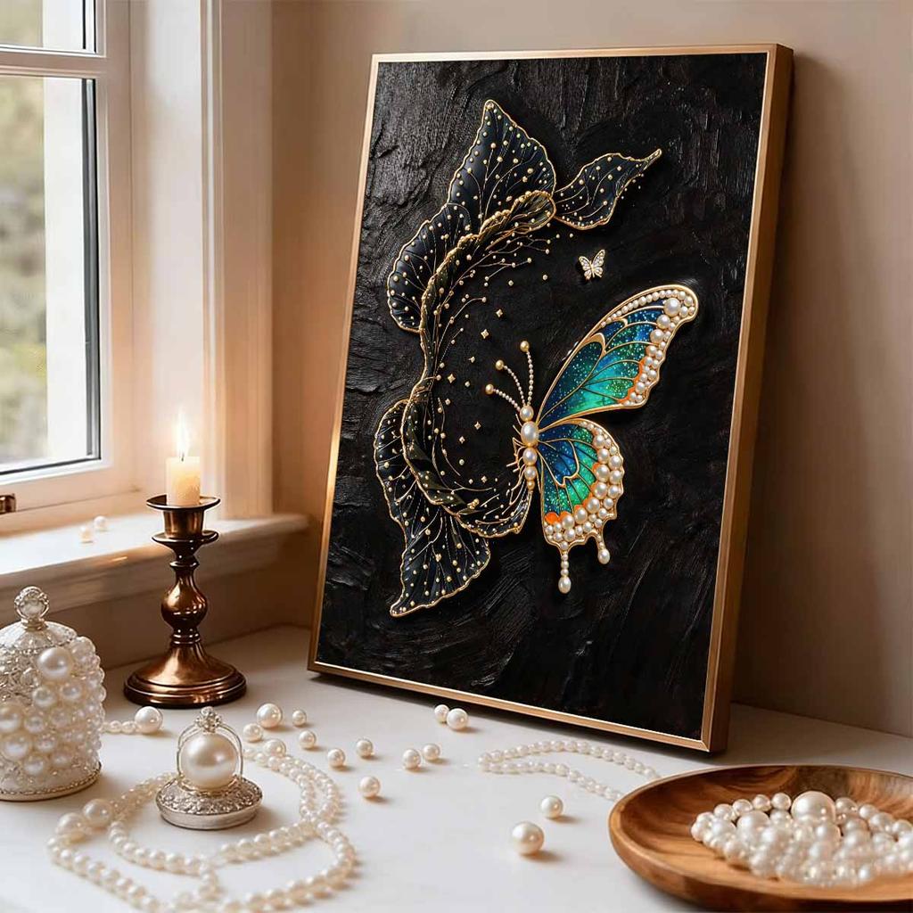 Pearl DIY Butterfly Art Kits 15.7x19.6inch Gem Art Pearl Painting Kits Without Frame for Adults Gift Idea Home Wall Decor