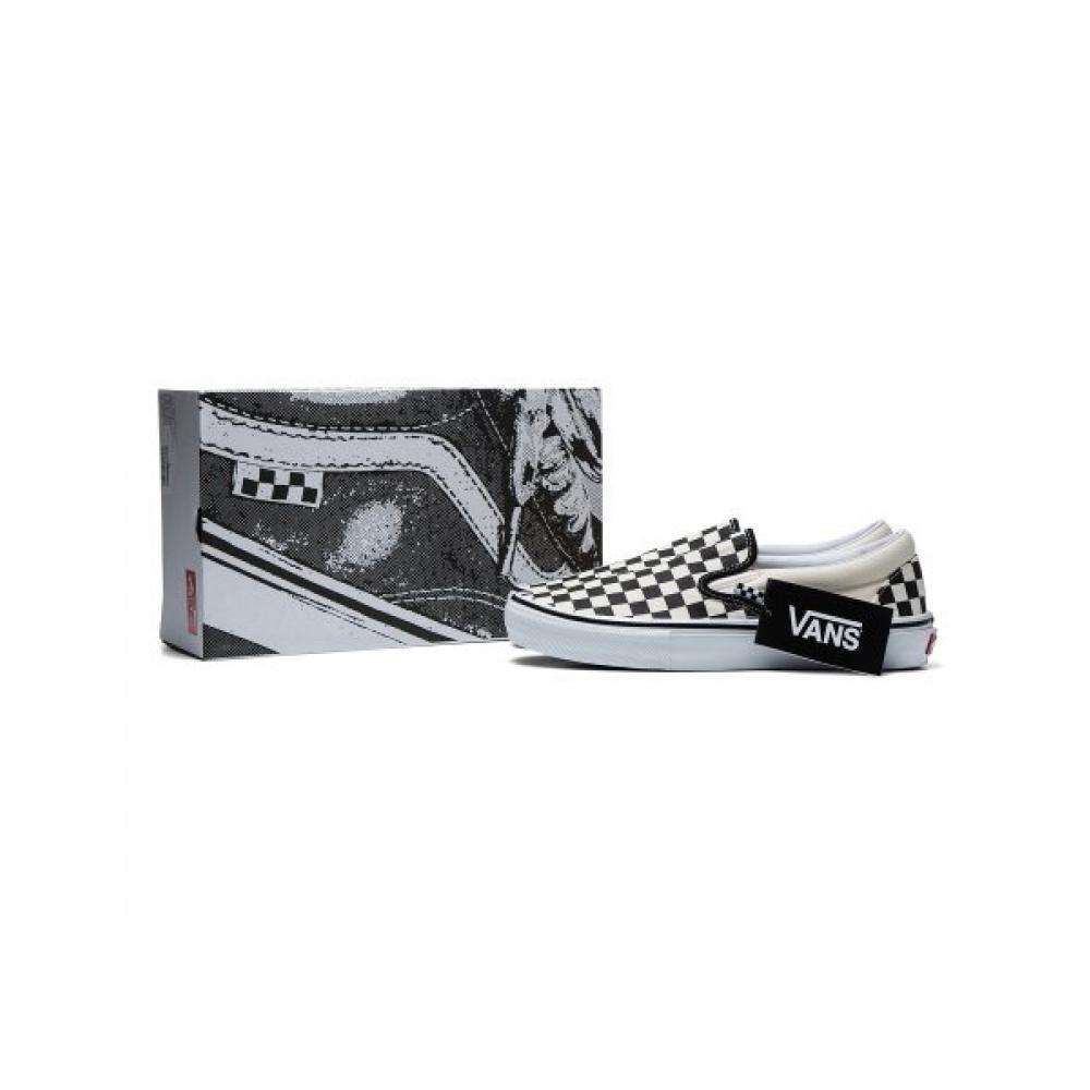 Vans Slip On    Skate  Checkerboard  Black  Off White Vn0a5fcaauh1