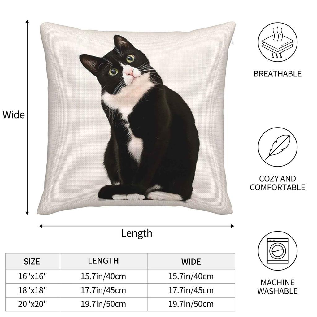Urocza poszewka na poduszkę z kotem Dwustronnie drukowana lniana poszewka na poduszkę z kotem z kreskówki Dekoracja domu poszewka na poduszkę