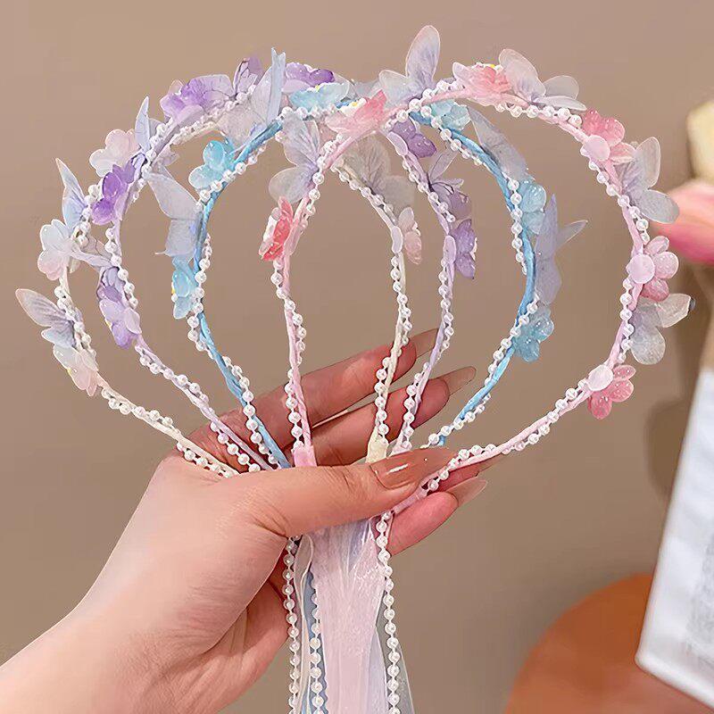 Handmade Butterfly & Flower Headband for Girls - Princess Crown, Forest Style Hair Accessories
