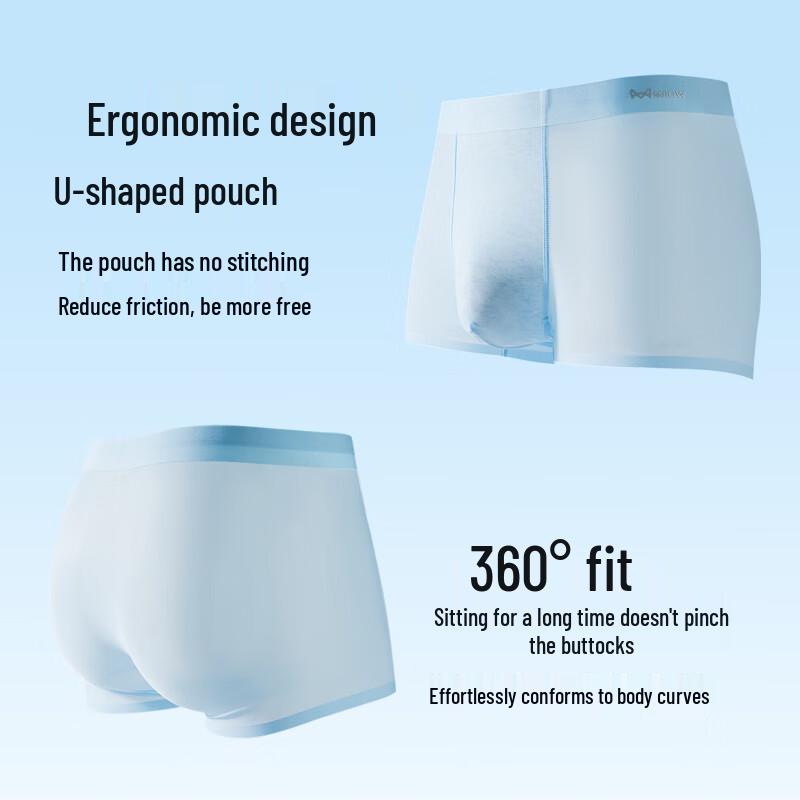 MiiOW Men's Ice Silk Mesh Antibacterial Underwear 4-Pack