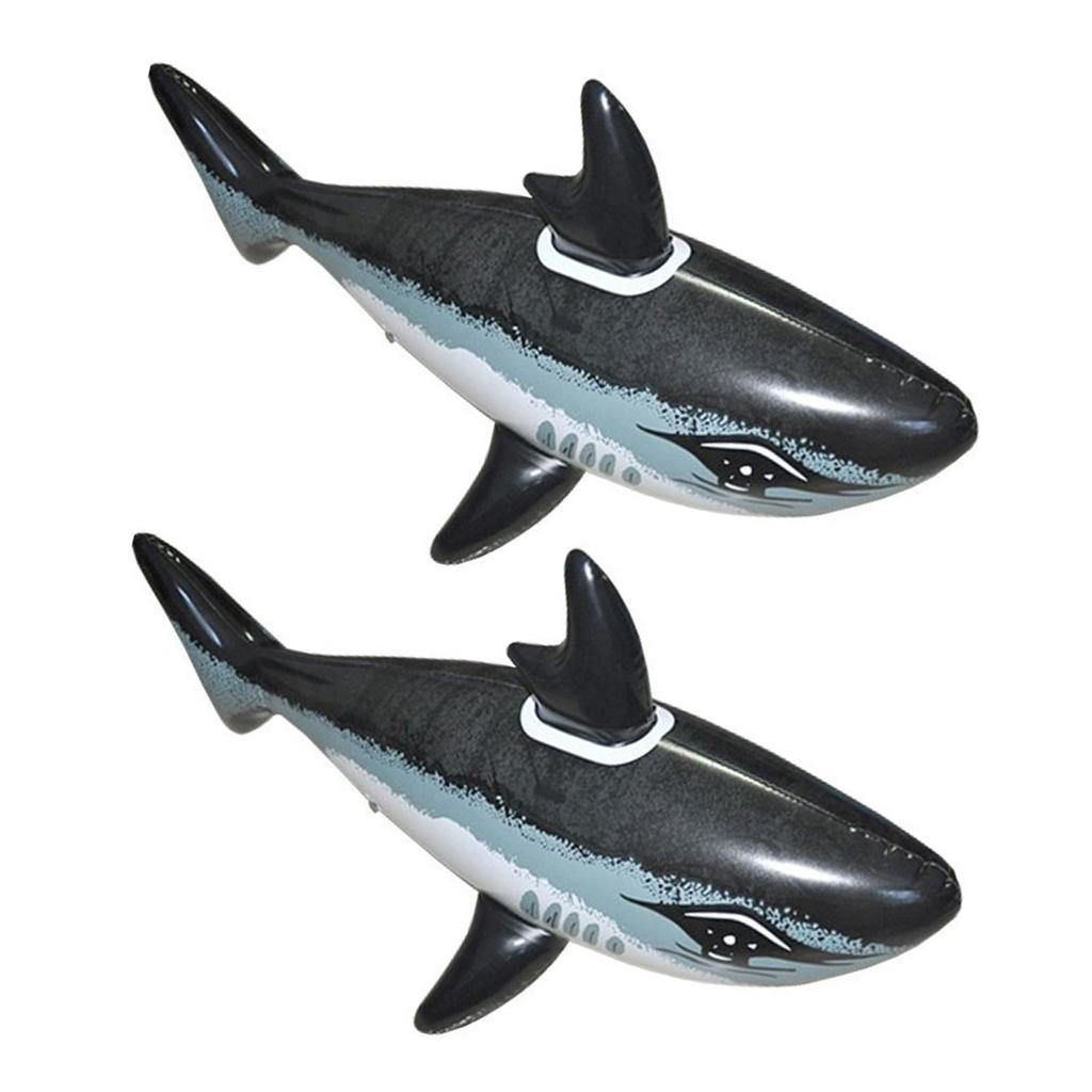 2PCS Inflatable Shark Float Cartoon Pool Raft for Kids Garden Water Pool Toy Foldable Leakproof Child Beach Play Favor