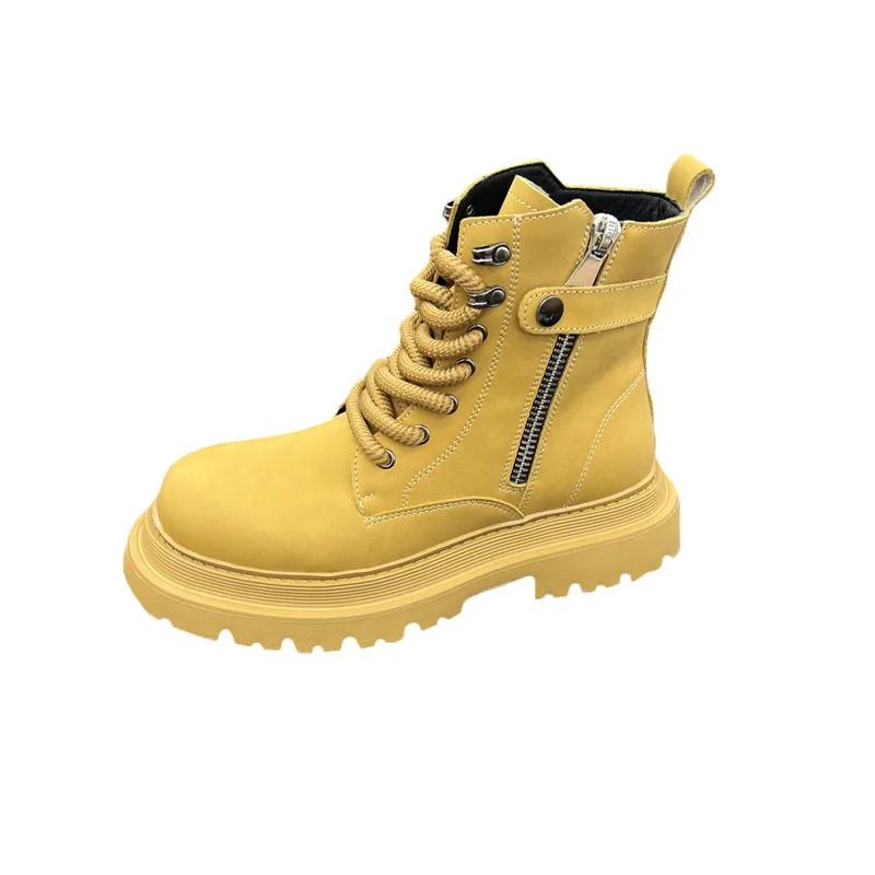 Fashion Spring and Autumn New Luxury Men's Shoes Thick Soled Tall Casual High Quality Work Boots Retro Fashion Outdoor Travel Warm Boots