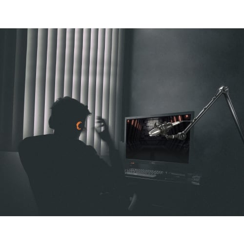 Alterzone Black Microphone Stand for Condenser Microphones with Extendable Desk Arm for Live Commentary, Streaming, Recording, Karaoke, and Live Broad