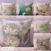 Beauty Lotus Cushion Cover Natural Linen Pillow Cover DoubleSided Print Cushion Cover for Sofa Home Decor