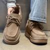 Thickened Warm Snow Boots Artificial Plush Lined Cashmere Upper Non-slip Rubber Winter Men's Lace-up Shoes ZYD