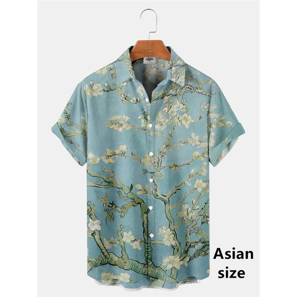 Men Shirts 3d Geometric Art Colorful Abstract Oil Painting Printed Men's Short Sleeve Shirts Fashion Unisex Hawaiian Button Top