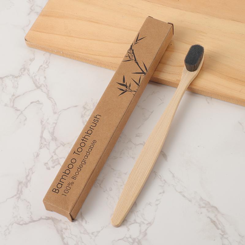 In Stock and Customization Recyclable Kraft Box 12000 Ultra Soft Nano Bristles Biodegradable Flat Handle Bamboo Toothbrush