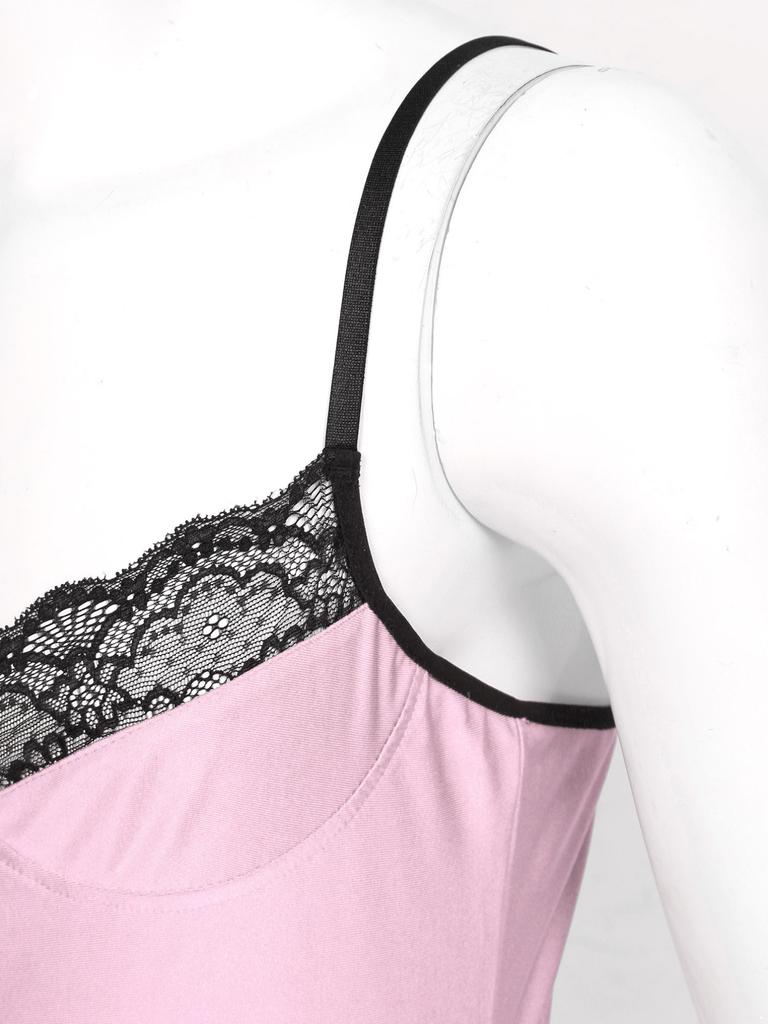 Mens Lace Patchwork Sissy Crossdresser Bodysuit Sexy Jumpsuit Slim Tops Skinny Nightwear