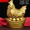 Pure Copper Rooster Statue, Fengshui Crafts, Home Office Decor Zhaocai Zodiac Small Animal Chicken Ornament Sculpture Decoration