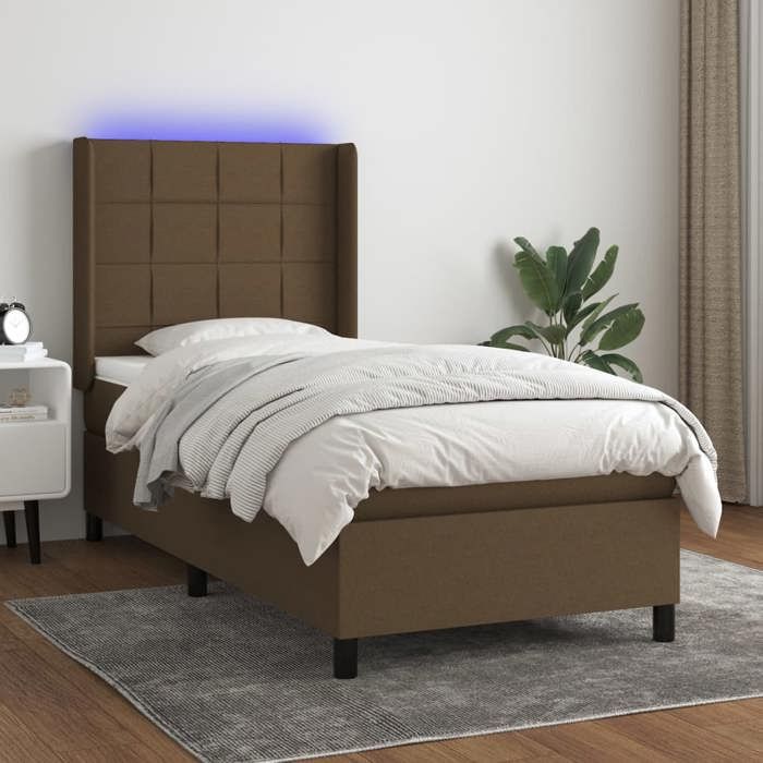 VidaXL Slatted Bed Base with Mattress and LED, Upholstered Bed, Single Bed, Adult Bed for Interior Bedroom, 3138296