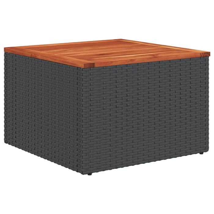 Ensemble de Canapé de Jardin 7 Pièces avec Coussins Noir Poly Rattan Acacia, Canapé de Jardin 2 Places avec Rangement &amp; 3355944