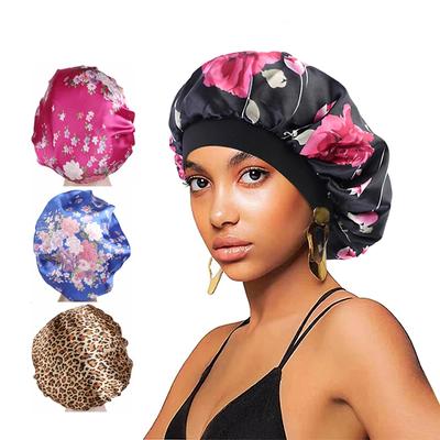 New Satin Hair Caps for Sleeping Women Bath Wide-brimmed Headwear Cover Hat Curly Hair Styling Accessories Hair Cap for Sleeping