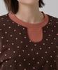 Sayu Dot Ringer Loose Fit Long Sleeve T-Shirt Brown