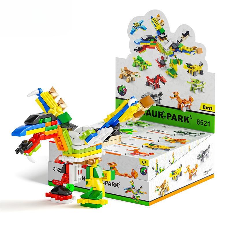 8-In-1 Assembled Dinosaur Model Building Block Children'S Educational Toys Small Particles Mosaic Animal Building Block Set