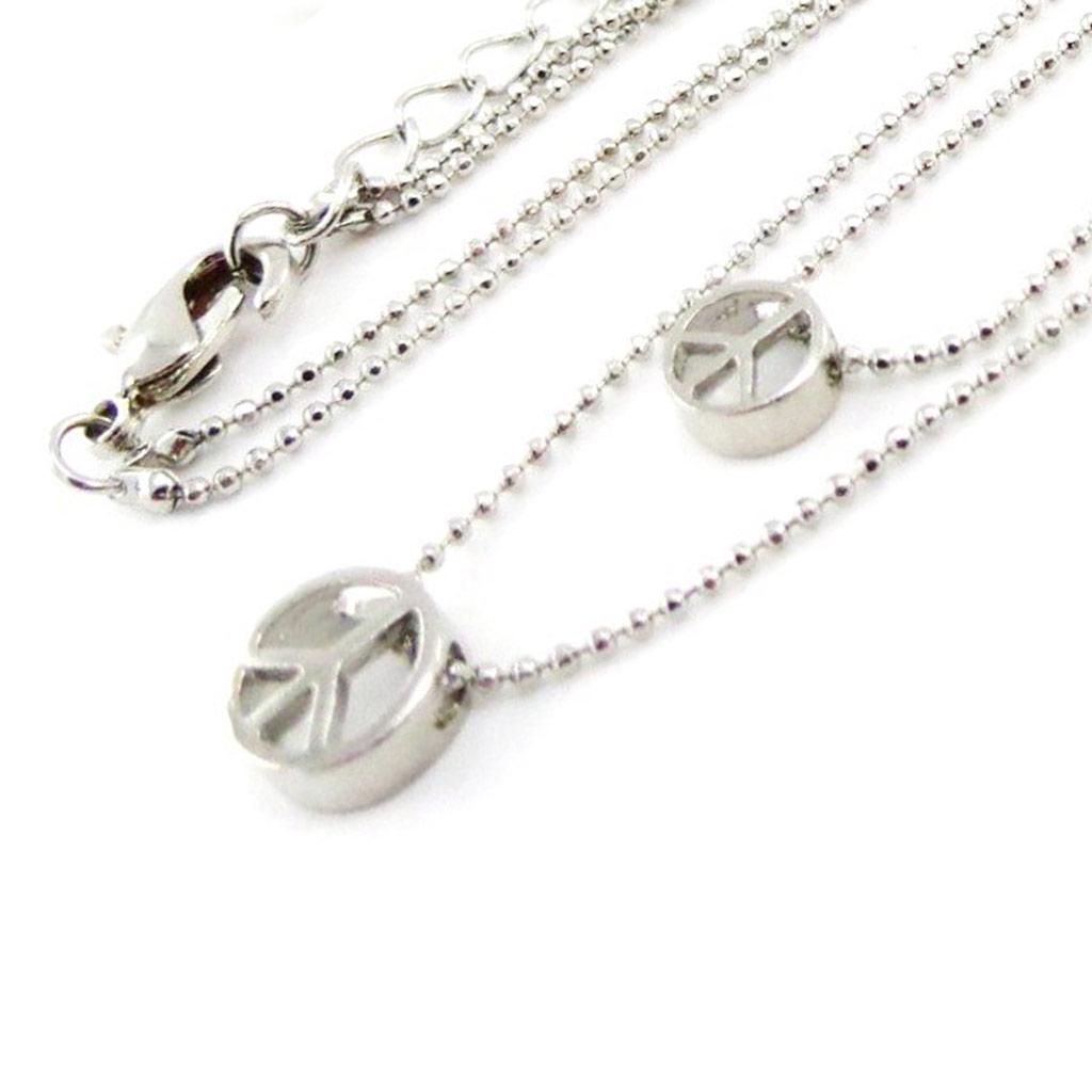 Les Trésors De Lily [J1181] - Silver 'Peace' Designer Necklace (2 Rows)