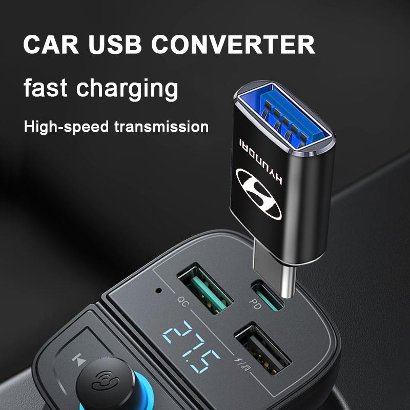 1Pcs Car Charging Adapter Type-C To USB Converter Car Accessories For Hyundai I30 Tucson Elantra Venue Palisade Terracan Accent Kona