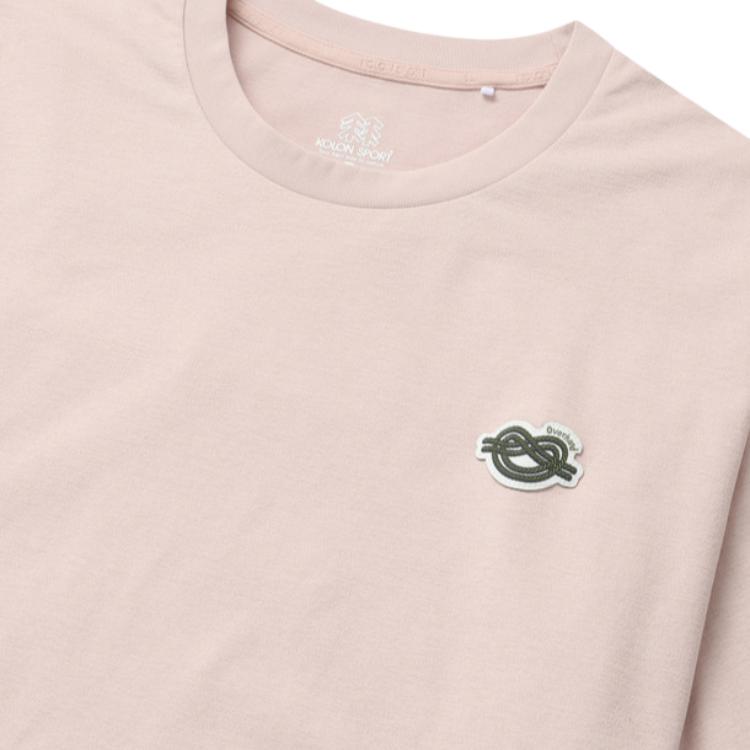 KOLON SPORT Solid Color Round Neck Short Sleeve T-Shirt Unisex Tops Light-Pink TLTCM24605LPI