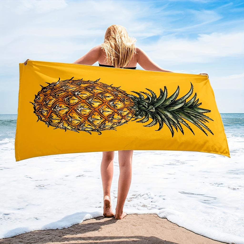 1PC Tropical Pineapple Beach Towel Polyester Quick Dry Travel Towel Unisex Lightweight Soft for Swimming Camping Surfing Beach E