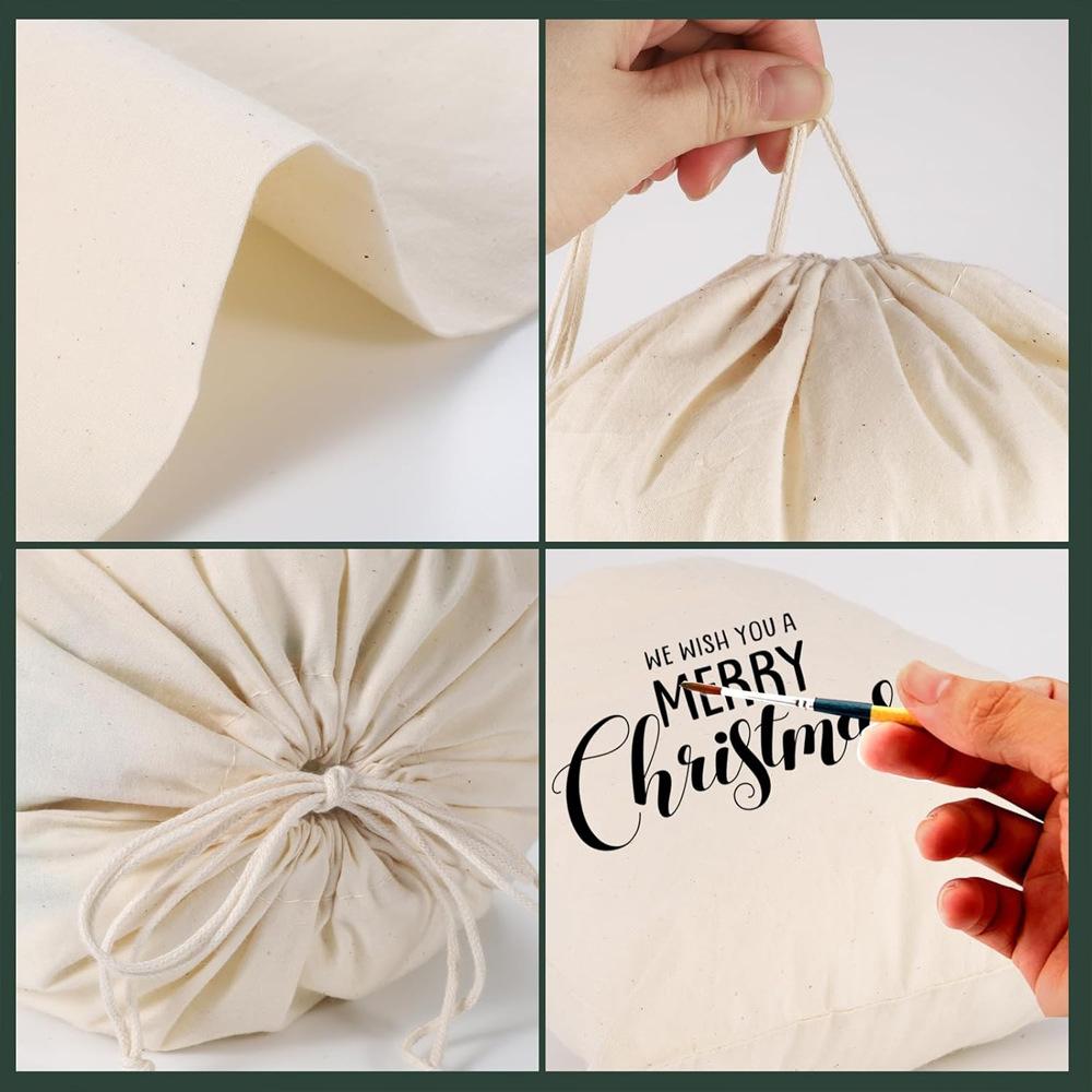 5pcs Large Letter Drawstring Bag Cloth Bag Party Festival Supplies Bag Christmas Gift Bag Santa Claus Bag