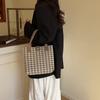 Canvas Geometric Cloth Bag Tote Bag Shoulder Bag Simple Houndstooth Handbags  Girls
