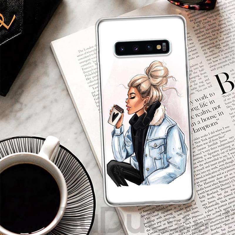 Princess Female Boss Coffee Cover For Samsung Galaxy M12 M21 M30S M31 M32 Phone Case M51 M52 Note 20 Ultra 10 Plus 9 8 J4 J6 + J