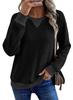 Women's Long Sleeve T-Shirt 2026 Fall Winter New Arrival Patchwork Color Block Waffle Knit Pullover Casual Loose Fit Tunic Top
