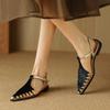 Fashion NEW Summer Women Sandals Genuine Leather Shoes for Women Cover Toe Slingback Sandals Pointed Toe Strange Heel Designer Sandals