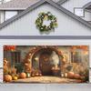 Autumn Harvest Thanksgiving Pumpkin Maple Leaf Polyester Garage Banner