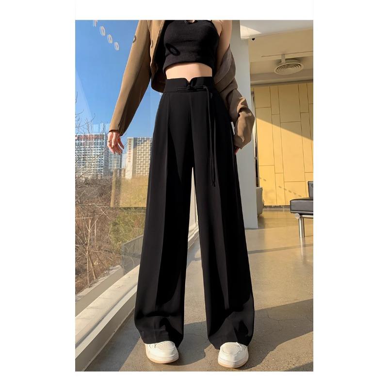 

Новые брюки с высокой талией на пуговицах в китайском стиле для женщин. Весна. Новые повседневные брюки. Универсальные и узкие широкие брюки в китайском стиле. XL