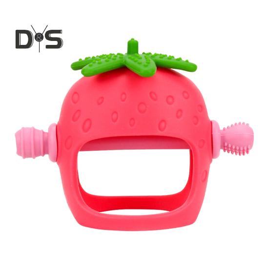 Baby Teething Toy for Babies 0-24 Months Relieve Sore Gums with Strawberry Shape Teether Food-Grade Silicone Easy-to-Clean Teething Relief Toy Train