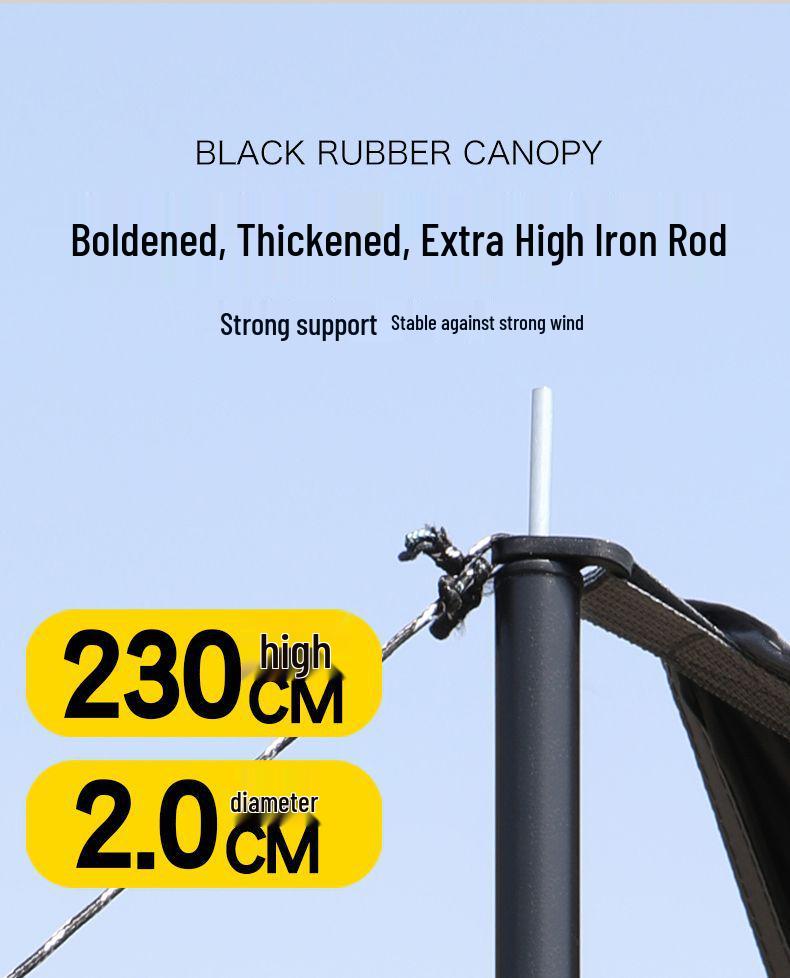 Pogrubiony Namiot Zadaszenie Zewnętrzne - Czarno-Srebrny Klej Osłona Przeciwsłoneczna na Piknik, Kemping, Grill i Ochrona przed Deszczem.