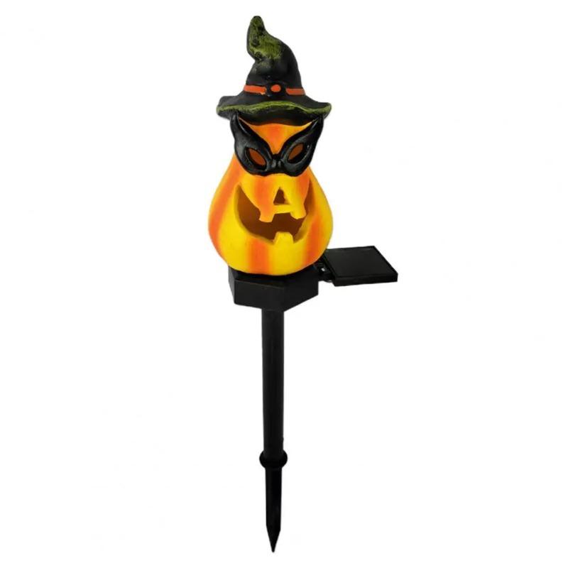 Langlebige Kürbis-Stablichter Harzlaternen Halloween Solar-Kürbislaternen Wasserdichte Geisthut-LED-Leuchten für Garten für Rasen
